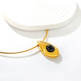 21*39mm Irregular Teardrop Black Acrylic Pendant 2.0 Spring Round Tag Necklace Gold