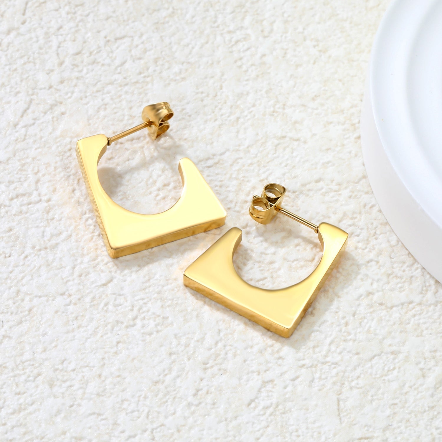 2.3*20.6mm geometric glossy earrings gold color asonjewelry
