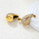 20.3*30mm drop earrings with white diamonds Gold color