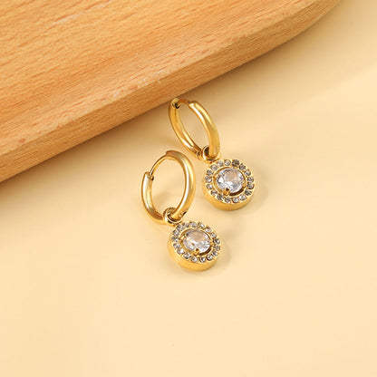 2x13mm circle with round diamond + white diamond hoop earrings asonjewelry