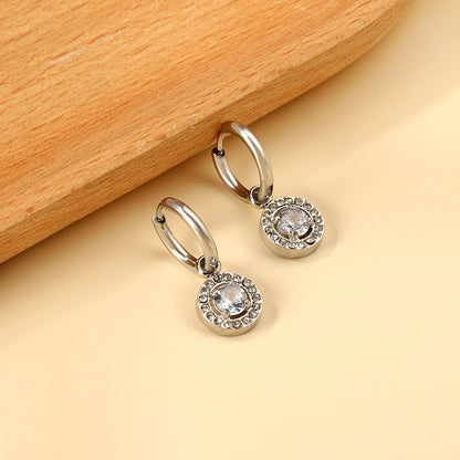 2x13mm circle with round diamond + white diamond hoop earrings asonjewelry