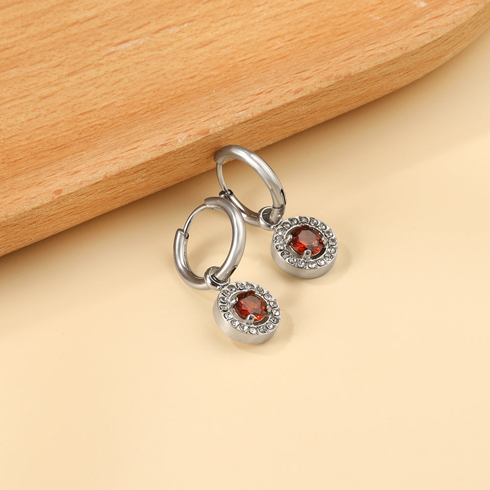 2x13mm circle with round diamond + white diamond hoop earrings asonjewelry