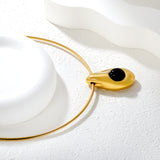 21*39mm Irregular Teardrop Black Acrylic Pendant 2.0 Spring Round Tag Necklace Gold