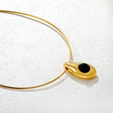 21*39mm Irregular Teardrop Black Acrylic Pendant 2.0 Spring Round Tag Necklace Gold