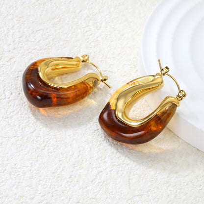24*27.2mm U-shaped white/transparent black/amber resin ear cuffs gold color asonjewelry