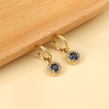 2x13mm circle with round diamond + white diamond hoop earrings asonjewelry