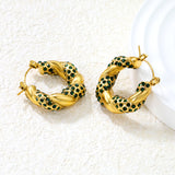 24.4*21.4mm irregular rattan U-shaped earrings with white diamonds/emerald diamonds sticking Gold color