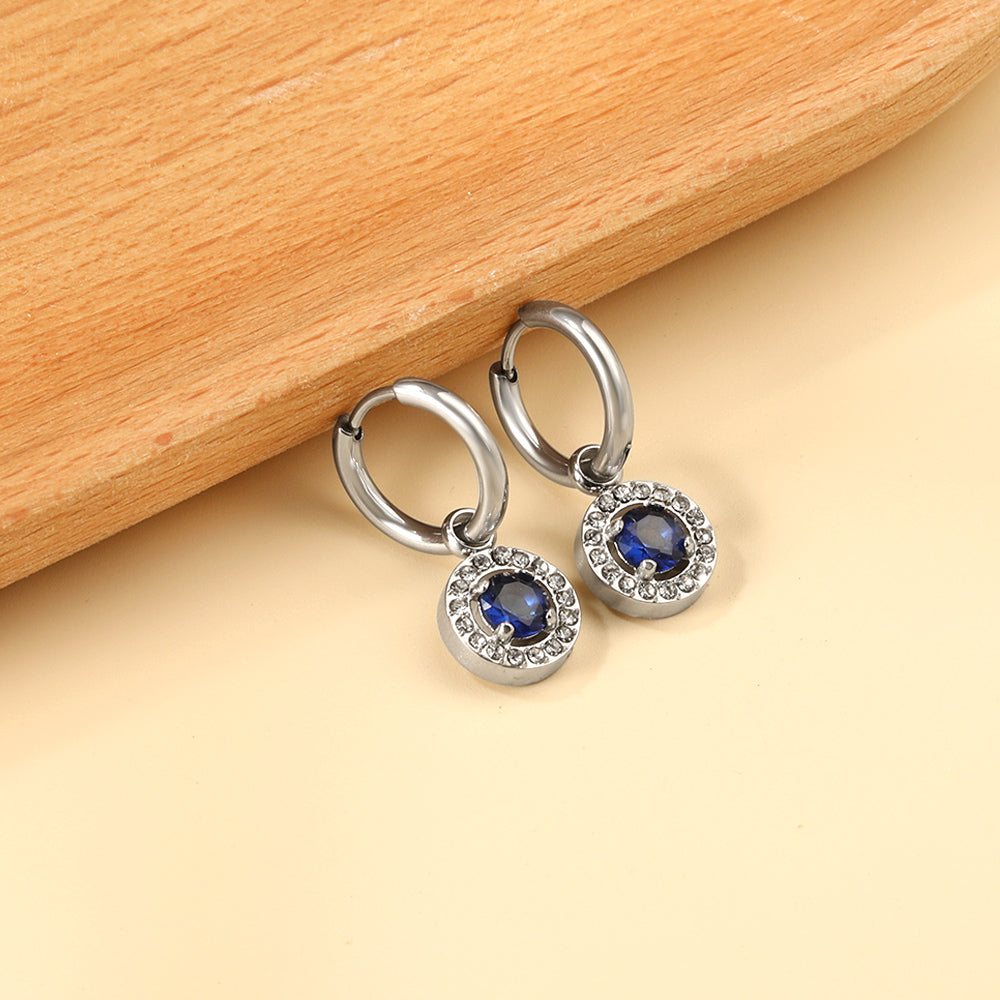 2x13mm circle with round diamond + white diamond hoop earrings asonjewelry