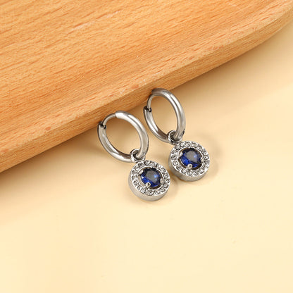 2x13mm circle with round diamond + white diamond hoop earrings asonjewelry