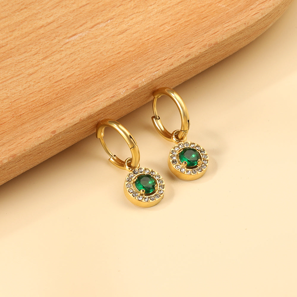 2x13mm circle with round diamond + white diamond hoop earrings asonjewelry