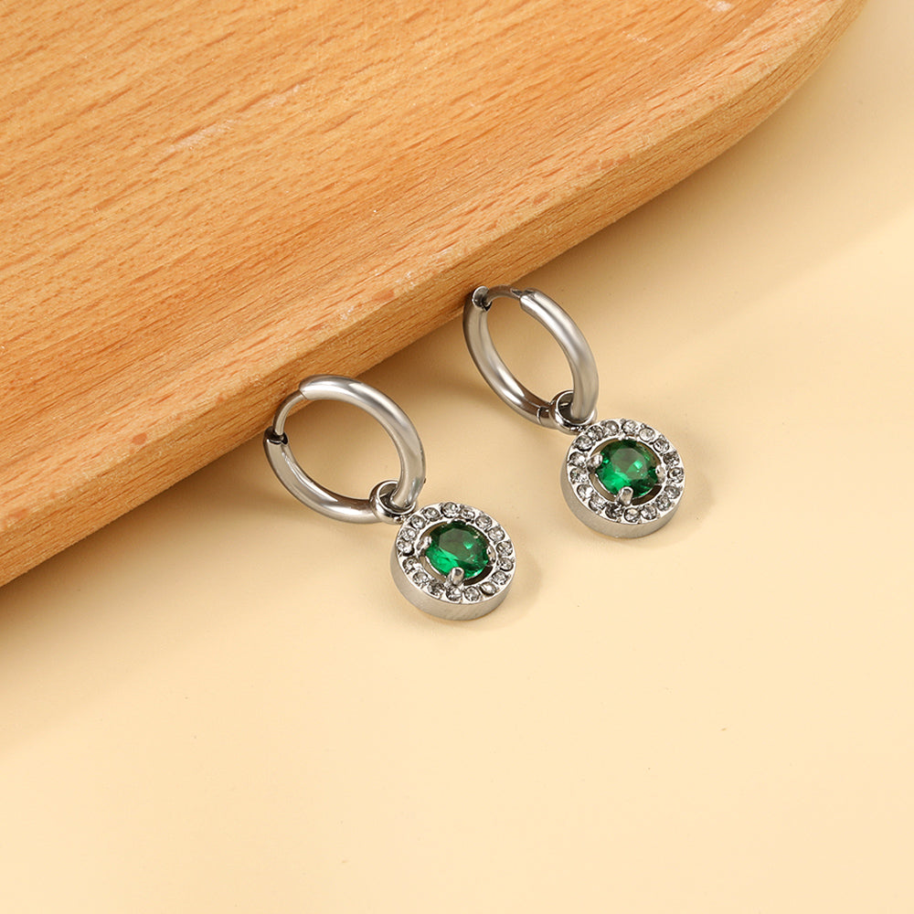 2x13mm circle with round diamond + white diamond hoop earrings asonjewelry