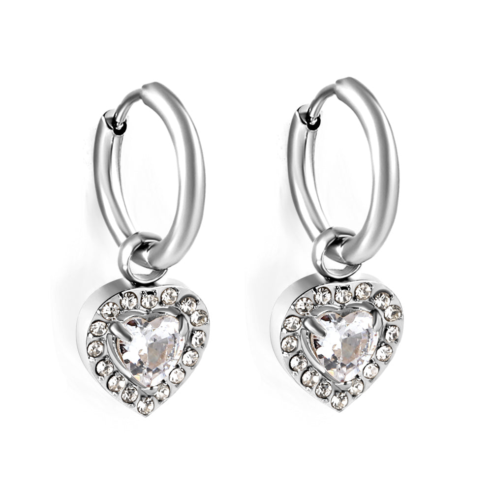 2x13mm circle with heart-shaped diamond + white diamond hoop earrings asonjewelry