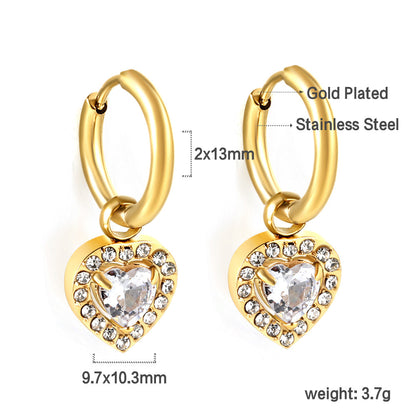 2x13mm circle with heart-shaped diamond + white diamond hoop earrings asonjewelry