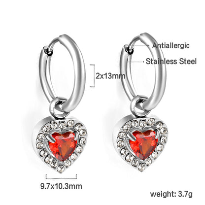 2x13mm circle with heart-shaped diamond + white diamond hoop earrings asonjewelry