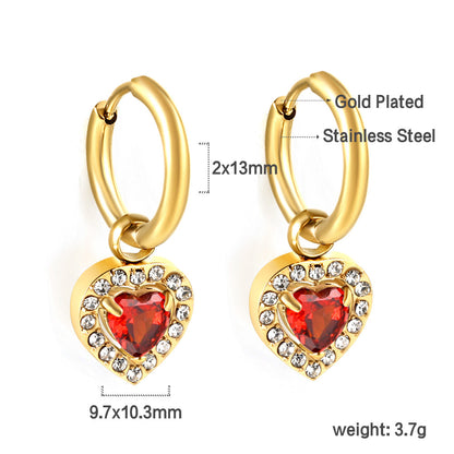 2x13mm circle with heart-shaped diamond + white diamond hoop earrings asonjewelry