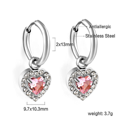 2x13mm circle with heart-shaped diamond + white diamond hoop earrings asonjewelry