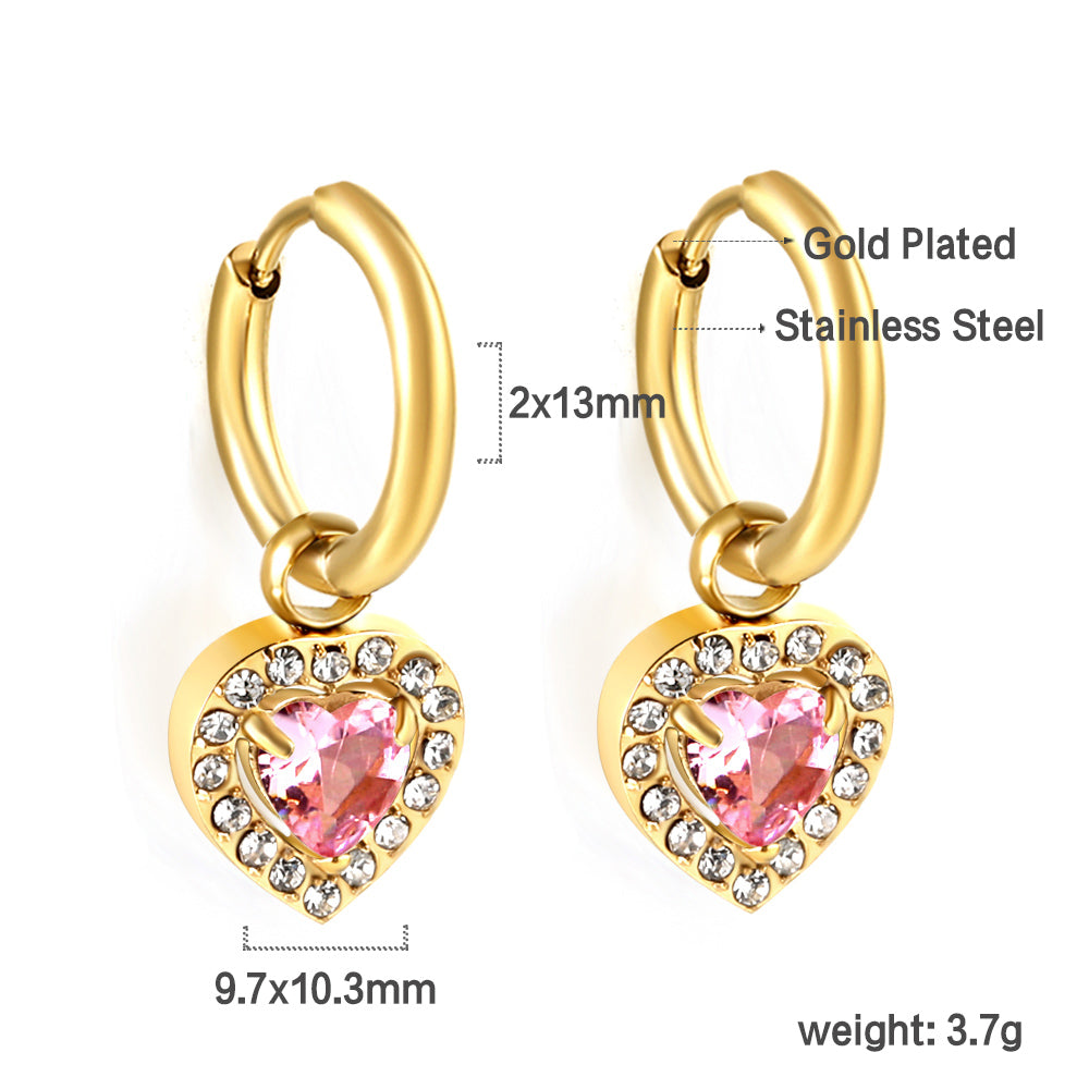 2x13mm circle with heart-shaped diamond + white diamond hoop earrings asonjewelry