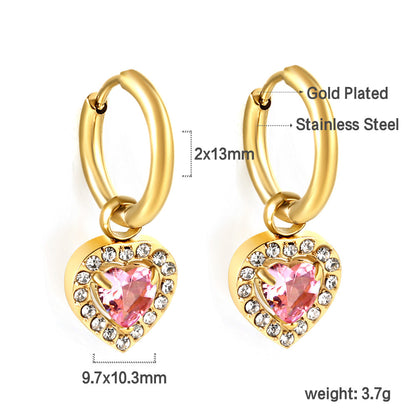 2x13mm circle with heart-shaped diamond + white diamond hoop earrings asonjewelry