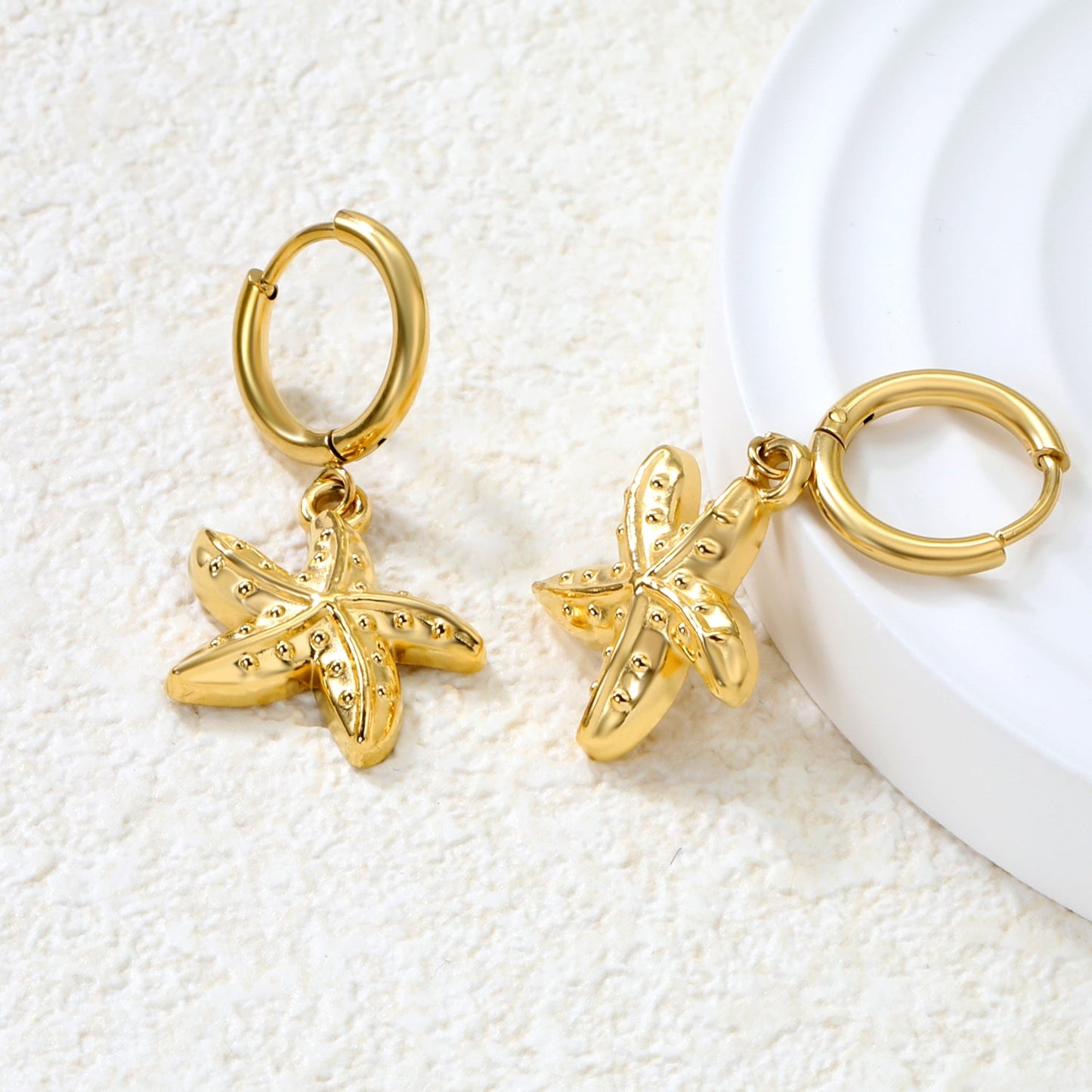 2.0*Inside 10mm earring+17*17mm starfish earring Gold color asonjewelry