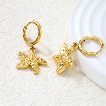 2.0*Inside 10mm earring+17*17mm starfish earring Gold color asonjewelry