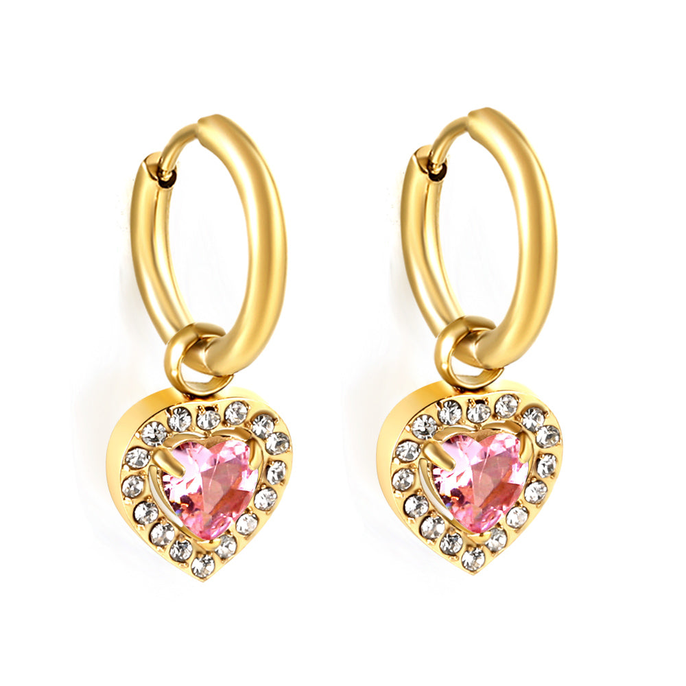 2x13mm circle with heart-shaped diamond + white diamond hoop earrings asonjewelry