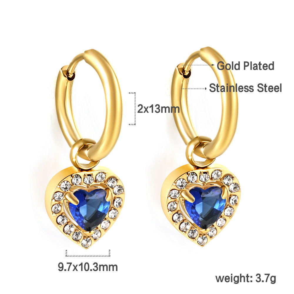 2x13mm circle with heart-shaped diamond + white diamond hoop earrings asonjewelry