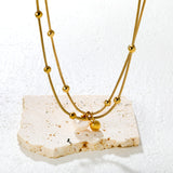 10mm Shell Bead 6mm Steel Bead Pendant 1.2mm Round Snake Clasp Bead Round Tag Necklace Gold