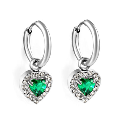 2x13mm circle with heart-shaped diamond + white diamond hoop earrings asonjewelry