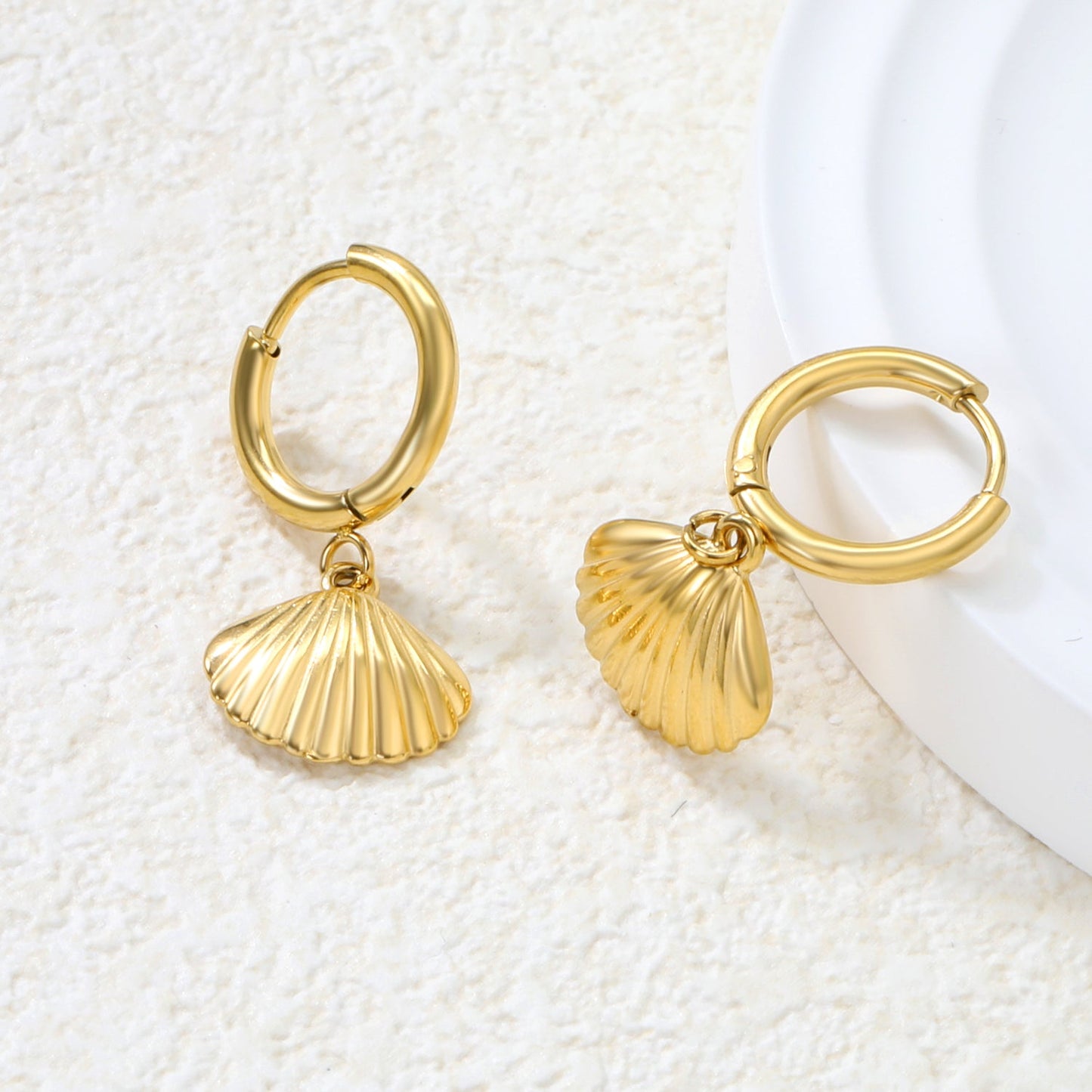 2.0*Inside 10mm earrings + 13*11mm shell accessories earrings gold color asonjewelry
