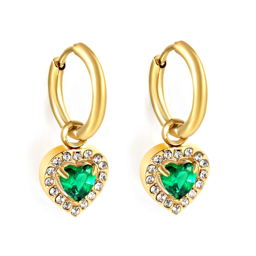 2x13mm circle with heart-shaped diamond + white diamond hoop earrings asonjewelry