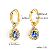 Boucles d'oreilles cercle 2x13mm avec diamant forme goutte + créoles diamant blanc