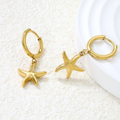 2.0*Inside 10mm ear buckle+13*15mm starfish accessories earrings gold color asonjewelry