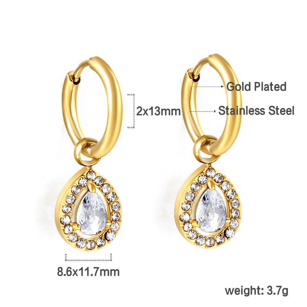 2x13mm circle with drop-shaped diamond + white diamond hoop earrings asonjewelry