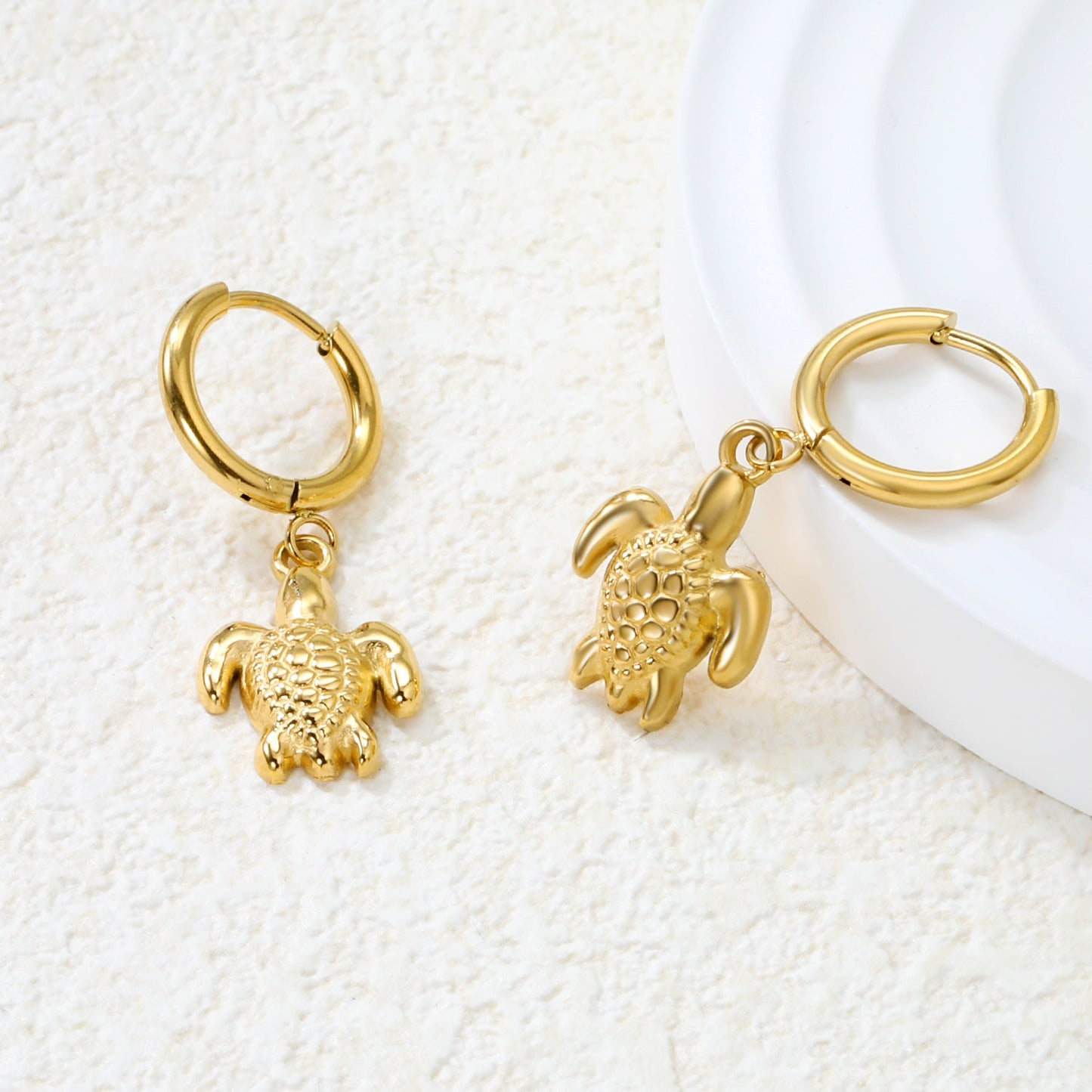 2.0*Inside 10mm earring+12*15mm sea turtle accessories earrings gold color asonjewelry