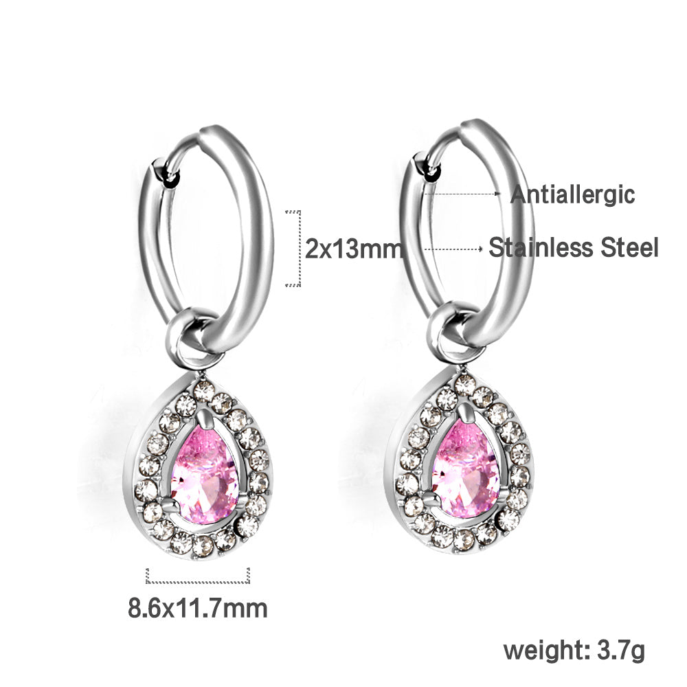 2x13mm circle with drop-shaped diamond + white diamond hoop earrings asonjewelry