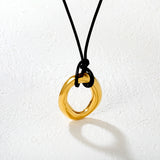 29*35mm openwork irregular circle pendant 2.0mm wax cord 60cm sweater chain necklace, gold