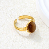 3-Piece Gold Open Rings Set: Pink Turquoise, Blue Turquoise & Brown Stone
