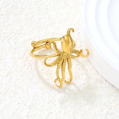 Gold Octopus Open Ring asonjewelry