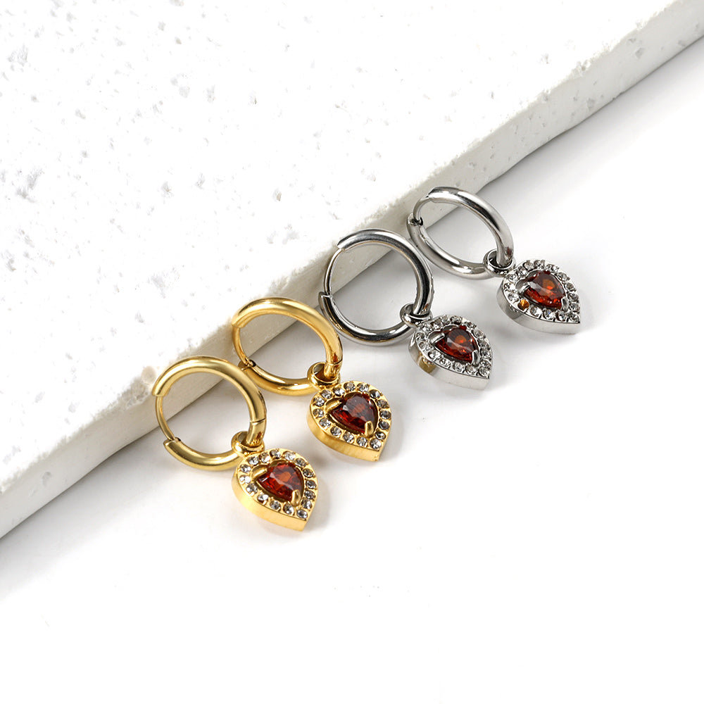 2x13mm circle with heart-shaped diamond + white diamond hoop earrings asonjewelry