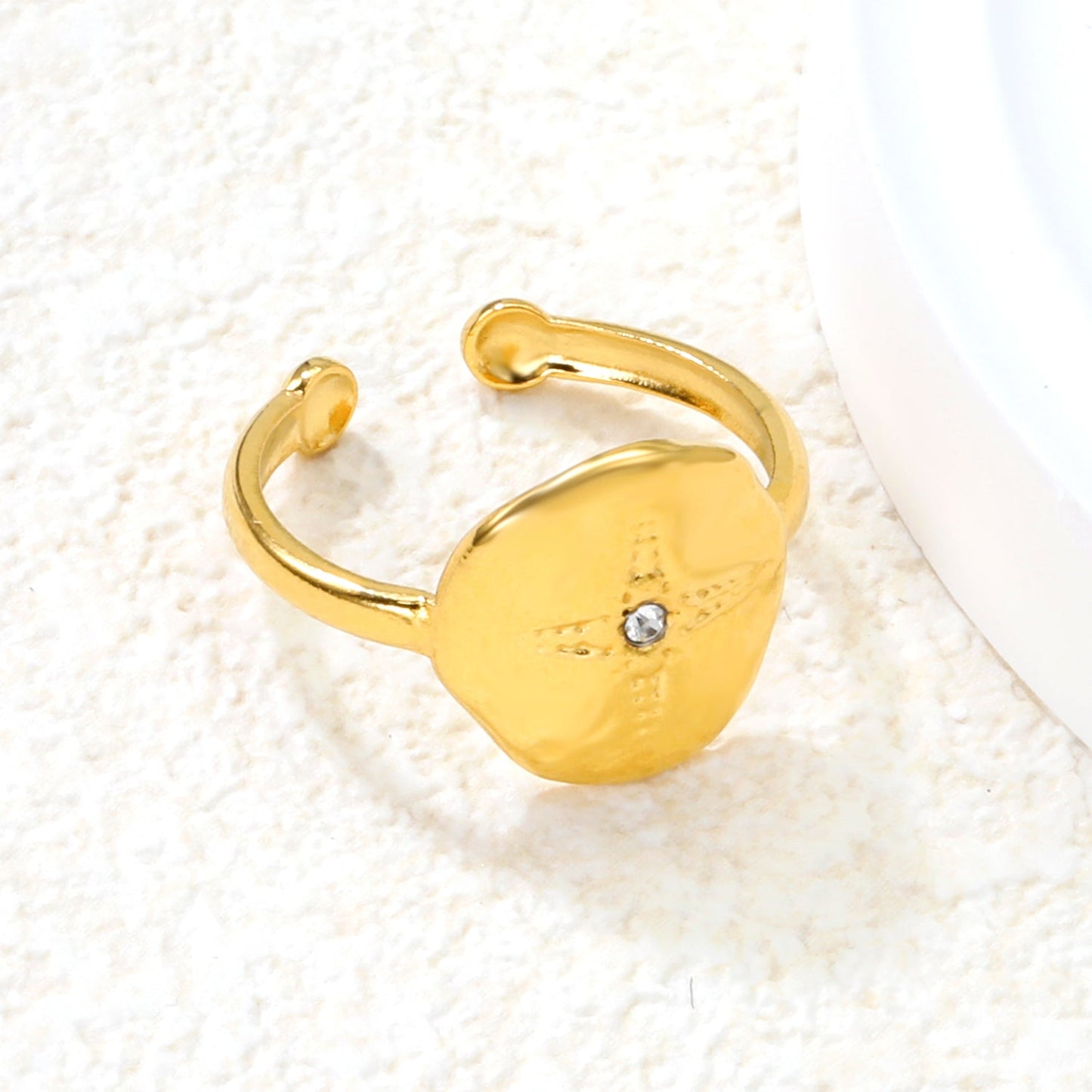 Gold Square CZ Open Ring asonjewelry