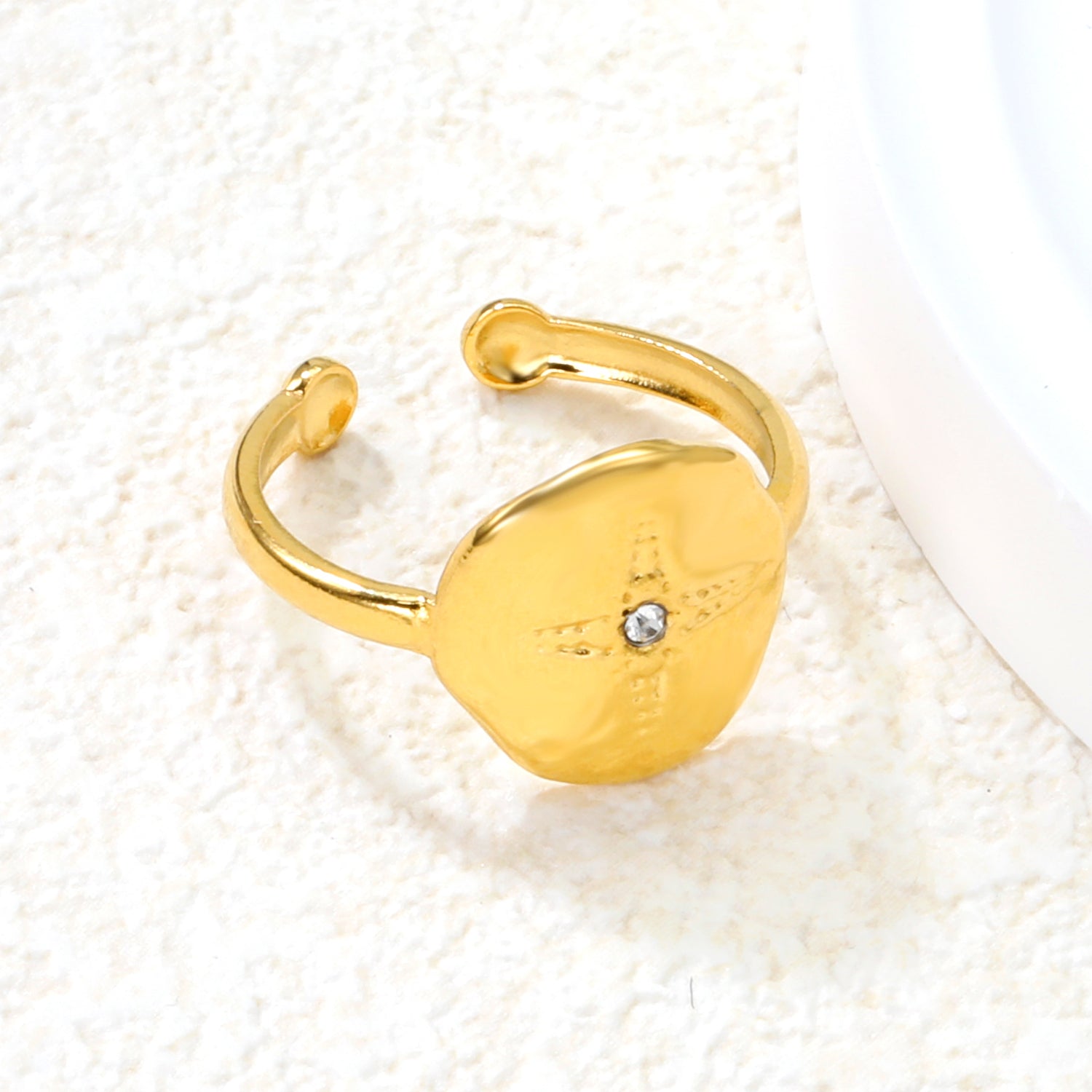 Gold Square CZ Open Ring asonjewelry