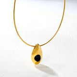 21*39mm Irregular Teardrop Black Acrylic Pendant 2.0 Spring Round Tag Necklace Gold