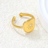 Gold Square CZ Twisted Open Ring