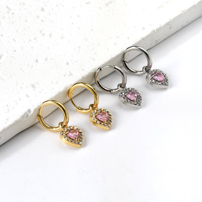 2x13mm circle with heart-shaped diamond + white diamond hoop earrings asonjewelry