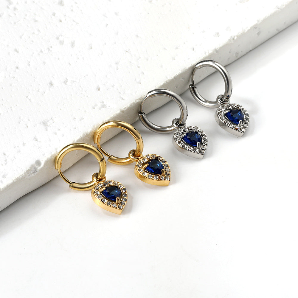 2x13mm circle with heart-shaped diamond + white diamond hoop earrings asonjewelry