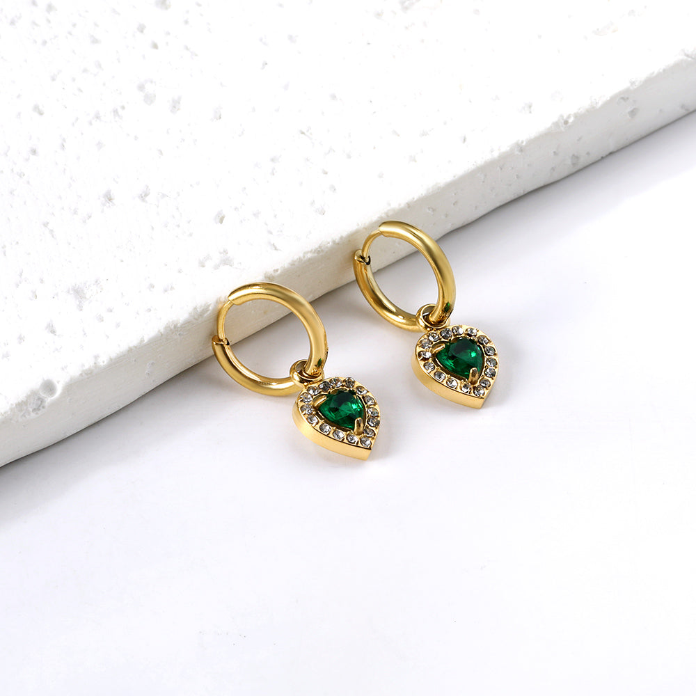 2x13mm circle with heart-shaped diamond + white diamond hoop earrings asonjewelry