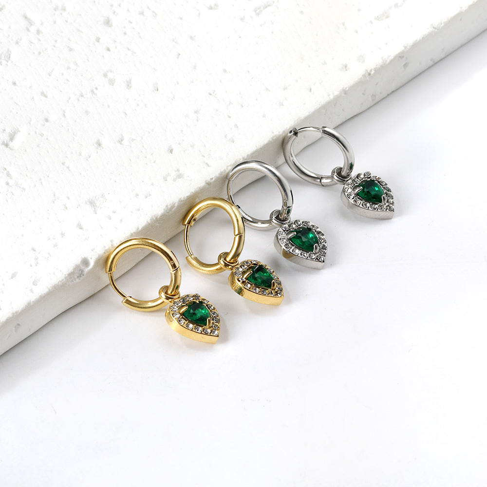 2x13mm circle with heart-shaped diamond + white diamond hoop earrings asonjewelry