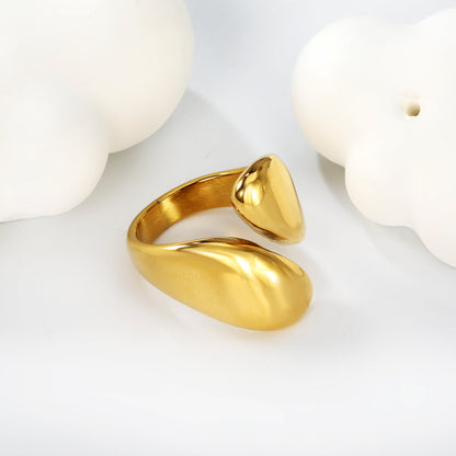 Smooth high 22mm solitaire ring gold color asonjewelry