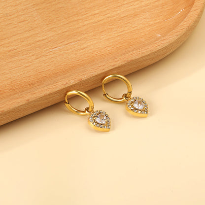 2x13mm circle with heart-shaped diamond + white diamond hoop earrings asonjewelry