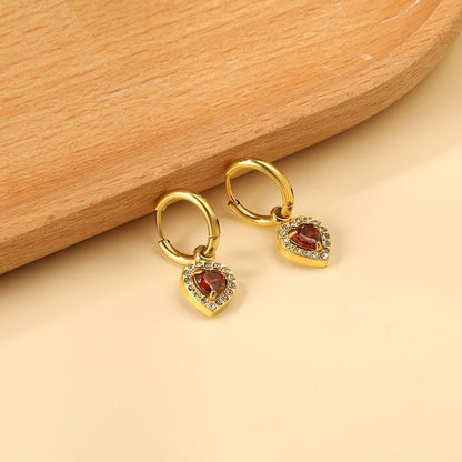 2x13mm circle with heart-shaped diamond + white diamond hoop earrings asonjewelry